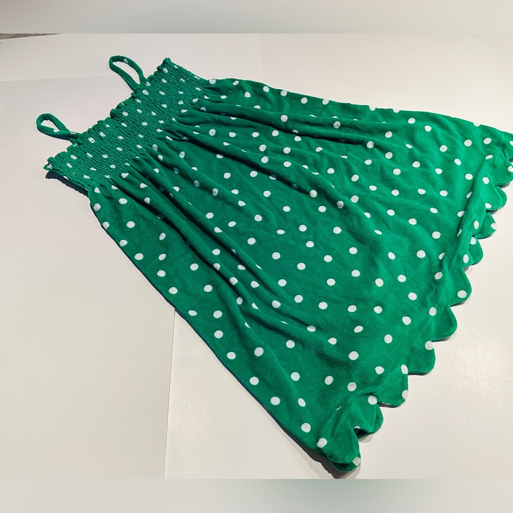 Hanna Andersson Terry Green & White Polka Dot Cover-Up Dress or Skirt